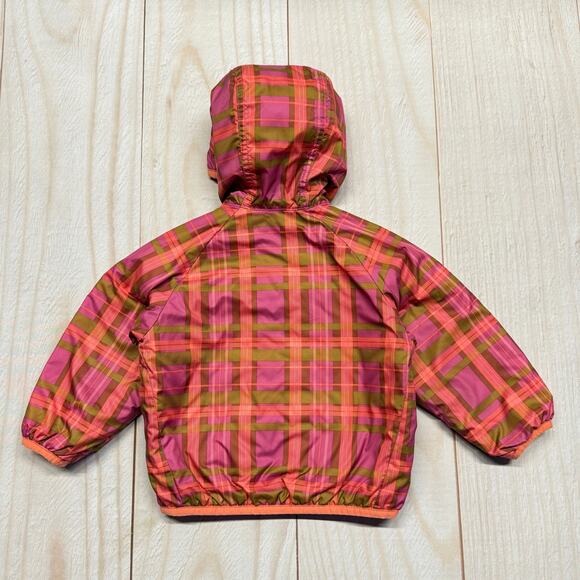 Patagonia Baby Reversible Puff-Ball Hooded Jacket Toddler 12-18M?? Orange Plaid - Picture 3 of 6